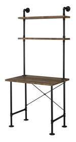 Ensata-II Rustic Oak Wood/Black Metal Writing Desk