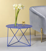 Epidia Contemporary Blue Metal Round Side Table