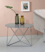 Epidia Contemporary Gray Metal Round Side Table