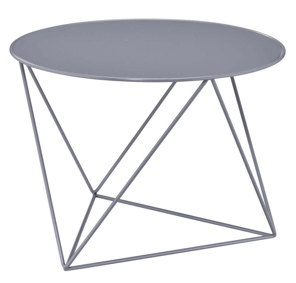 Epidia Contemporary Gray Metal Round Side Table