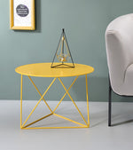 Epidia Contemporary Yellow Metal Round Side Table