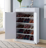 Erica White Wood 2-Drawer Shoe Cabinet with 5 Shelves