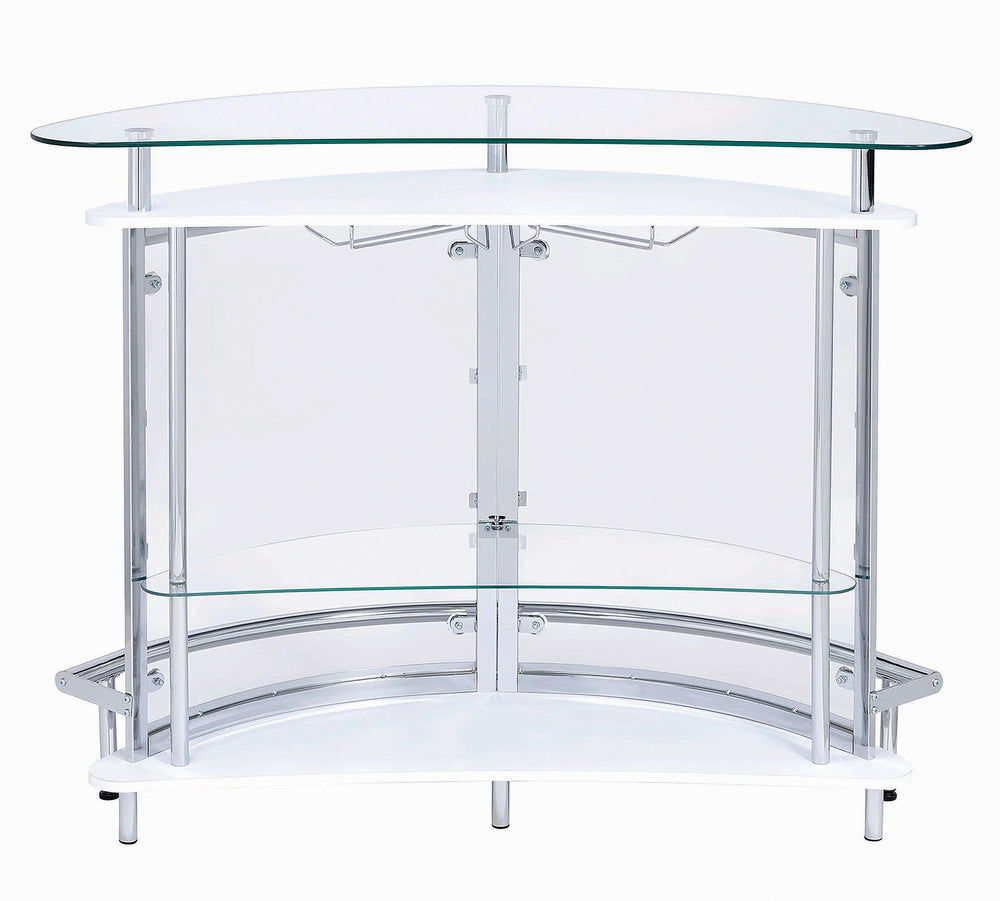 Ermenegilda Contemporary Clear Acrylic/White Wood Bar Unit
