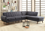 Essick II 2-Pc Grey Linen Tufted RAF Sectional Sofa