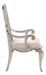 Esteban 2 Ivory Velvet/Antique Champagne Wood Arm Chairs
