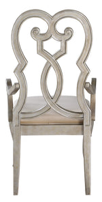 Esteban 2 Ivory Velvet/Antique Champagne Wood Arm Chairs