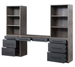 Estevon Gray Oak Wood 2-Drawer Writing Desk