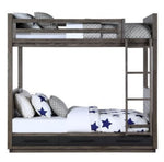 Estevon Gray Oak Wood Twin Bunk Bed with Drawers