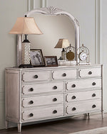 Esther Antique White Wood Dresser Mirror