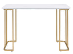 Estie White Wood/Gold Finish Metal Writing Desk