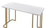 Estie White Wood/Gold Finish Metal Writing Desk