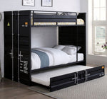 Estonne Black Metal Twin Bunk Bed with Trundle