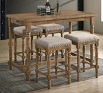 Eva 5-Pc Natural Oak Counter Height Table Set