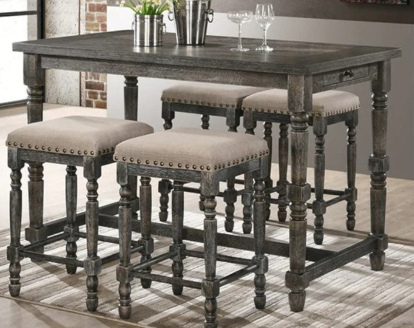Eva Weathered Grey Wood Counter Height Table