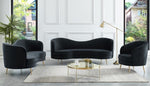 Evelin 3-Pc Black Velour Sofa Set