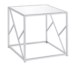 Evelynn 3-Pc Clear Mirror/Chrome Metal Coffee Table Set