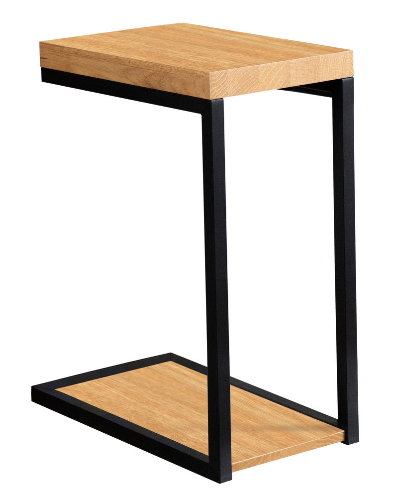 Everleigh Golden Oak Wood/Black Metal Snack Table