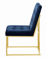 Evianna 2 Blue Velvet/Brass Finish Metal Side Chairs