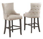 Fanny 2 Beige Linen Fabric Bar Stools