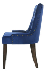 Farren 2 Blue Velvet/Espresso Wood Side Chairs