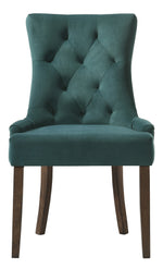 Farren 2 Green Velvet/Espresso Wood Side Chairs
