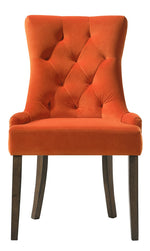 Farren 2 Orange Velvet/Espresso Wood Side Chairs