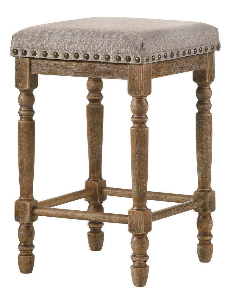 Farsiris 2 Beige Fabric/Weathered Oak Counter Height Stools