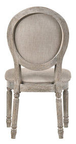 Faustine 2 Tan Fabric/Salvaged Light Oak Wood Side Chairs