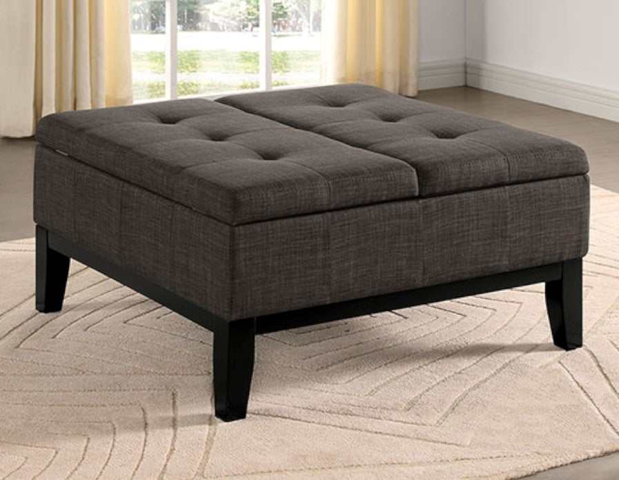 Fazio Gray Linen-Like Fabric Ottoman