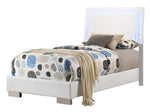 Felicity Glossy White Wood LED Lighting Twin Bed