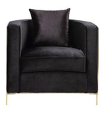 Fergal Black Velvet Chair with Geometric Patterned Sides