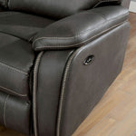 Ffion Gray Leatherette Power Recliner Loveseat