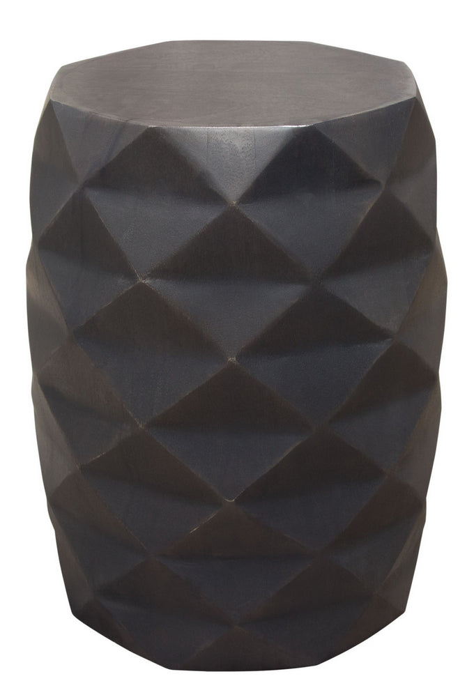 Fig Smoke Grey Wood Accent Table with Geometric Design