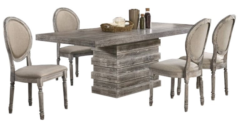 Fiona 5-Pc Mocha Wood Dining Table Set