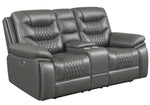 Flamenco 3-Pc Charcoal Leatherette Power Recliner Sofa Set