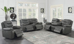 Flamenco 3-Pc Charcoal Leatherette Power Recliner Sofa Set