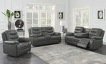 Flamenco Charcoal Leatherette Power Recliner Loveseat