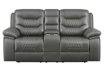 Flamenco Charcoal Leatherette Power Recliner Loveseat