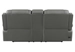 Flamenco Charcoal Leatherette Power Recliner Loveseat