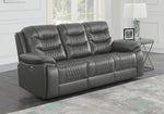 Flamenco Charcoal Leatherette Power Recliner Sofa