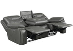 Flamenco Charcoal Leatherette Power Recliner Sofa