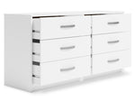 Flannia White Wood 6-Drawer Dresser