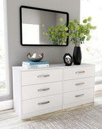 Flannia White Wood 6-Drawer Dresser