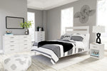 Flannia White Wood Full Platform Bed with Headboard