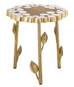 Flor Handpainted Brass Finish Metal Side Table