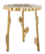 Flor Handpainted Brass Finish Metal Side Table