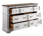 Florian Antique White/Oak Wood 7-Drawer Dresser