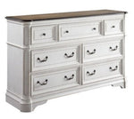 Florian Antique White/Oak Wood 7-Drawer Dresser