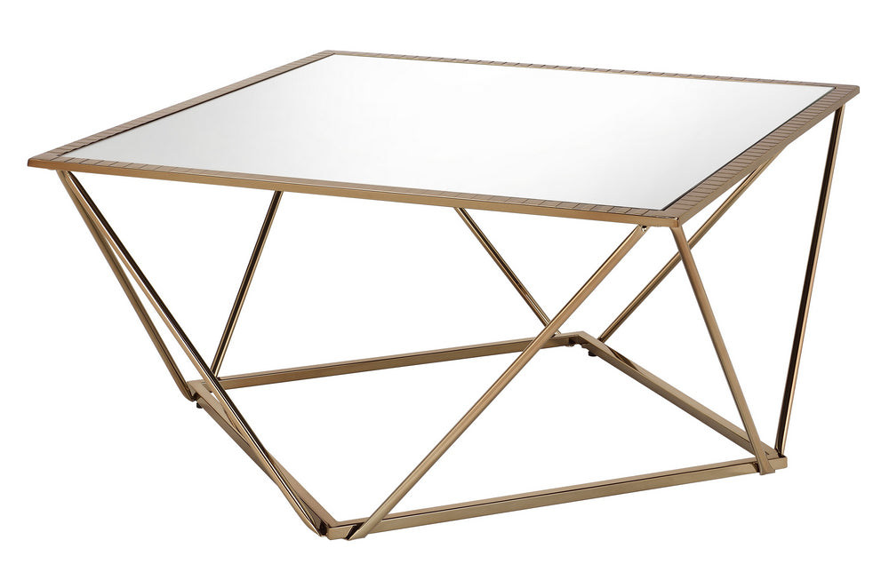 Fogya Mirrored/Champagne Gold Finish Metal Coffee Table