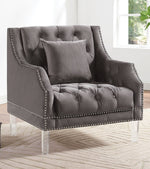 Franceschi Gray Flannelette Tufted Chair